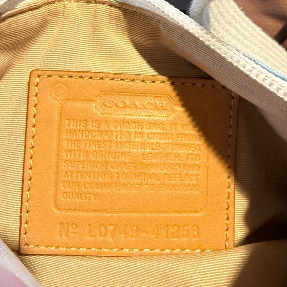 Coach Cream Signature Crossbody Bag with Tan Trim